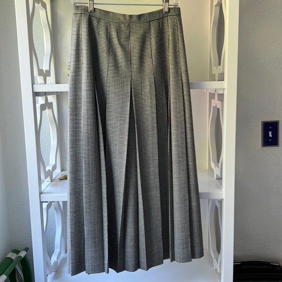 Vintage 90’s Y2K Talbots 100% Wool Houndstooth Plaid Pleated Midi Skirt USA Sz 8 - Picture 1 of 6